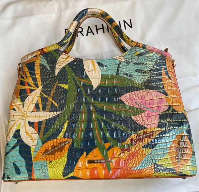 Brahmin Melbourne Elaine Retro Jungle Leather Crocodile-Embossed Handbag