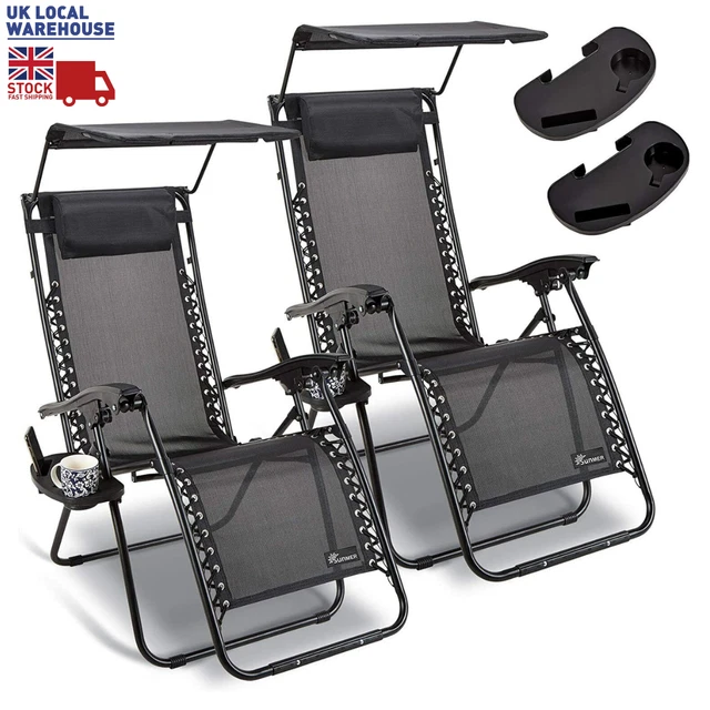 Vonhaus set of 2 premium online heavy duty textoline zero gravity chair