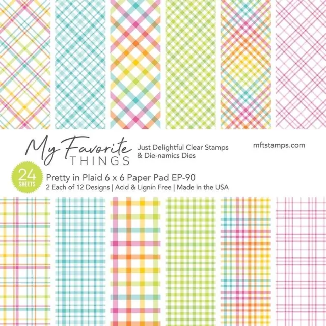MFT Pretty In Plaid Pastel Tartan 6" x 6" 24 Pce Paper Pad Birthday Card Making