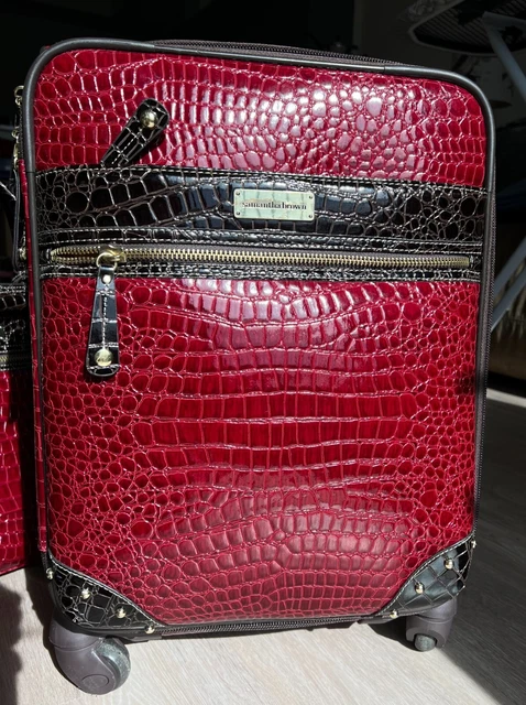 Samantha Brown Burgandy Croco Luggage Set - Carry-on, Tote, and Packing Cubes 2