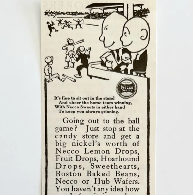 1916 Necco Wafers Sweets Baseball Advertisement Candy DWMYC2