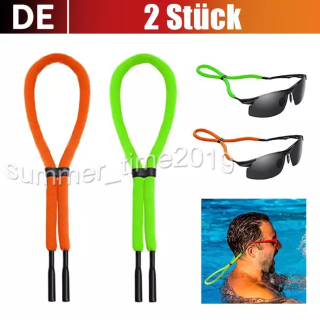 2x schwimmfähiges Brillenband Tube-Endstück Sportband Brillenkordel Wassersport