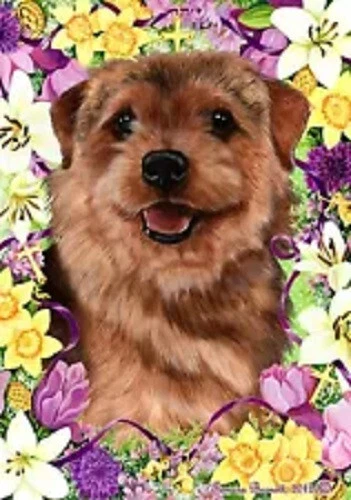 Easter Garden Flag - Grizzle Norfolk Terrier
