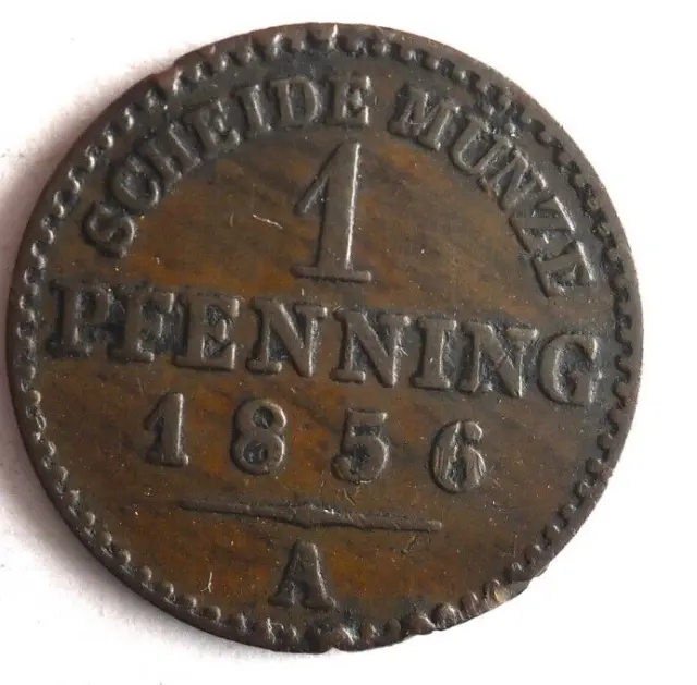 1856 GERMAN STATES (PRUSSIA) PFENNIG - RARE TYPE Coin - Lot #J7