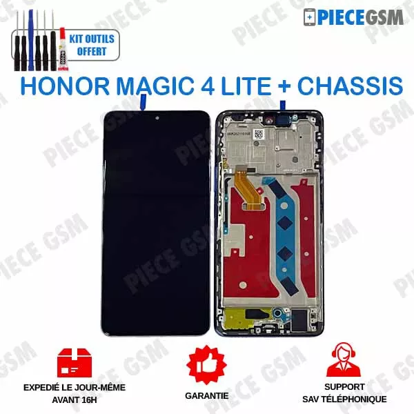 ECRAN LCD + VITRE TACTILE + FRAME pour HONOR MAGIC 4 LITE + outils + colle