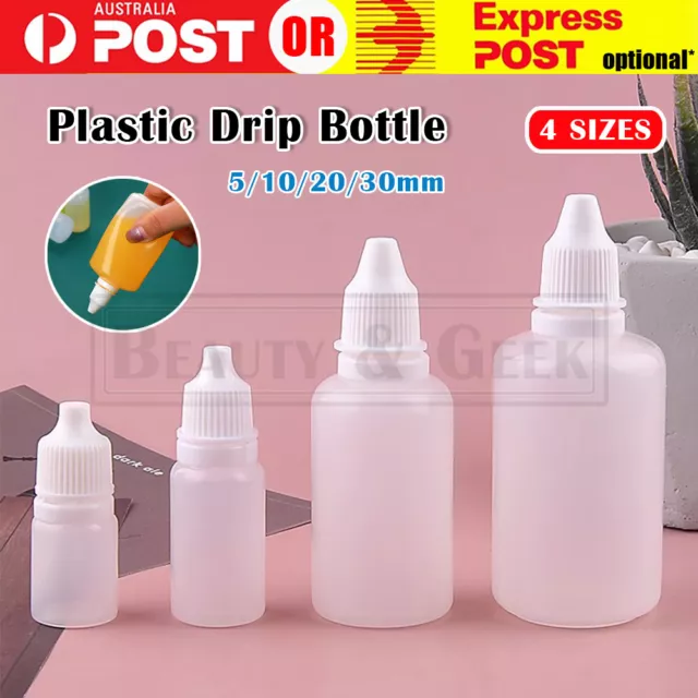 Empty Plastic Dropper Bottle Squeezable Drop Liquid Container 5/10/15/20/30ml AU