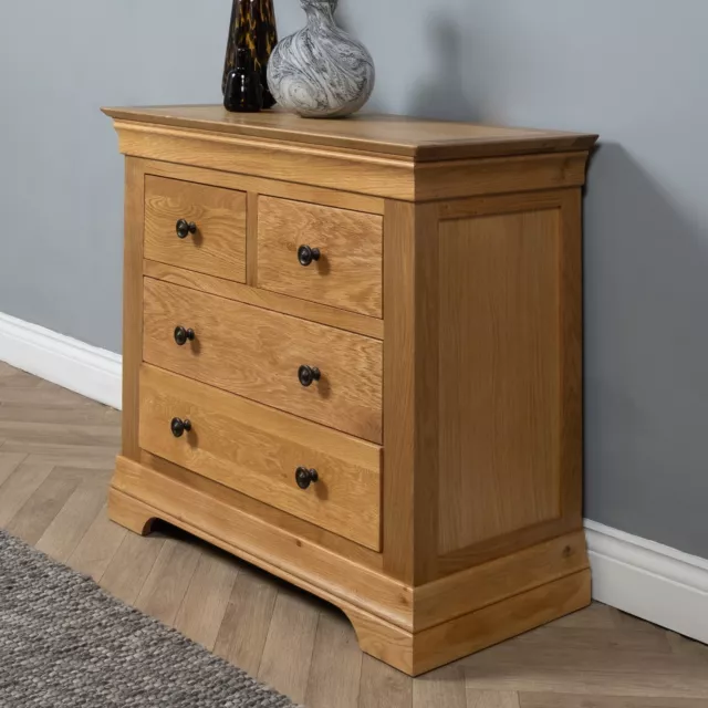 Elm Home and Garden's Rustic Oak 2+2 Chest of Drawers Fully Assembled 78cm High