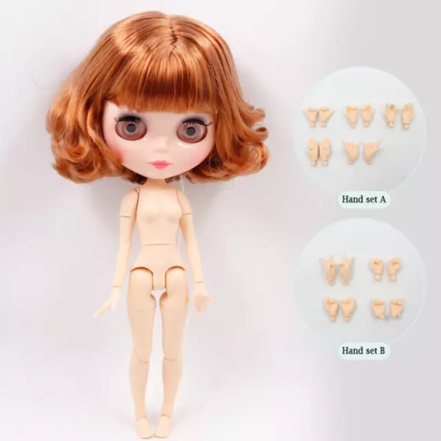 Fashion 12" Blythe Doll with Jointed Body Shiny Face Brown Bobo Hair 1/6 BJD Toy