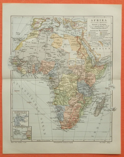 POLITISCHE ÜBERSICHT AFRIKA KOLONIEN DOA Kamerun Historische Landkarte 1902