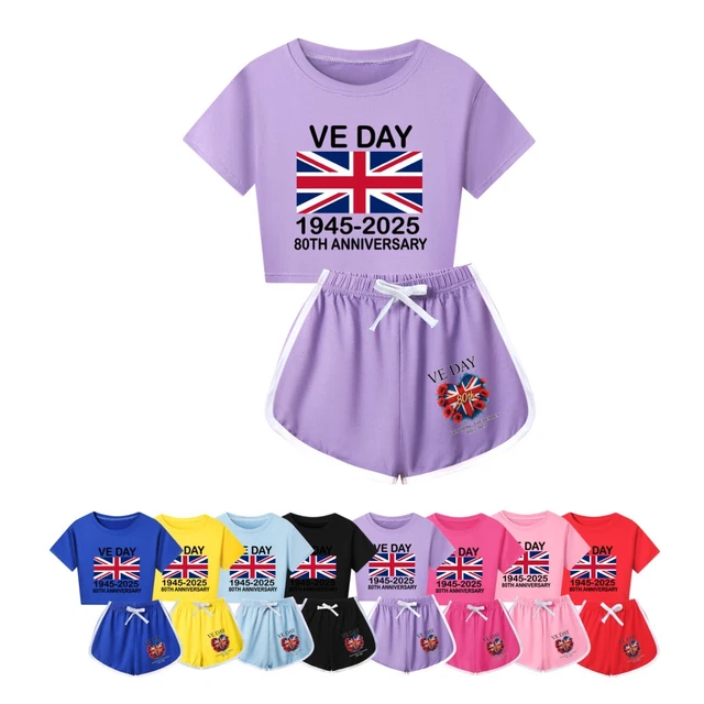 Kids Customizable VE Day 80th Anniversary T-Shirt 2025 - Union Jack Design