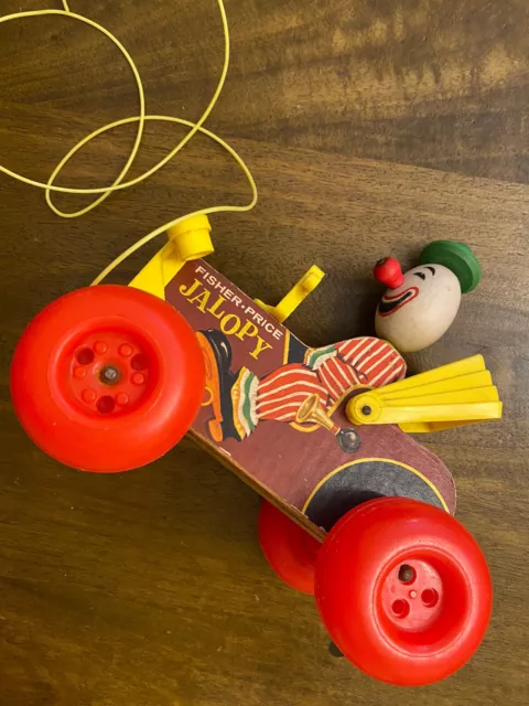 Vintage Fisher Price Jalopy Toy Circus Clown in Car