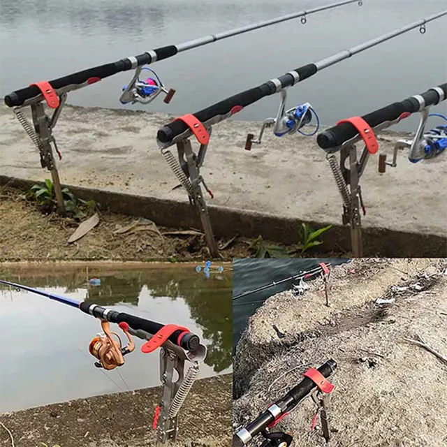 SPRING AUTOMATIC ACTION Fishing Rod Pole Holder Shore Bank Fish Catcher  Device $35.13 - PicClick AU