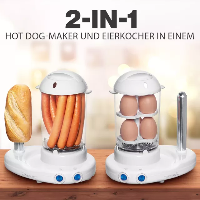 Clatronic Hot-Dog-Maker HDM 3420 EK N weiß, Hot-Dog-& Eierkocher in Einem, NEU 2
