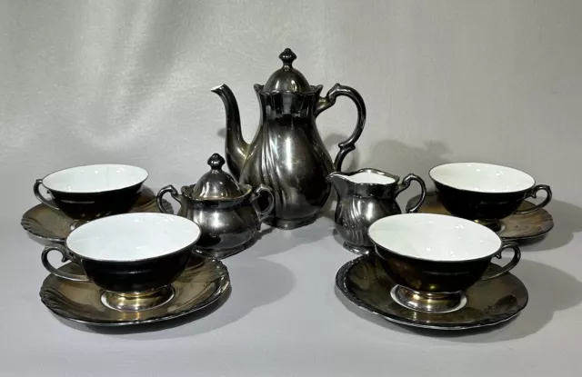 Vintage Dekor RW Bavaria Feinsilber Silver Porcelain Tea Service Set Service 4