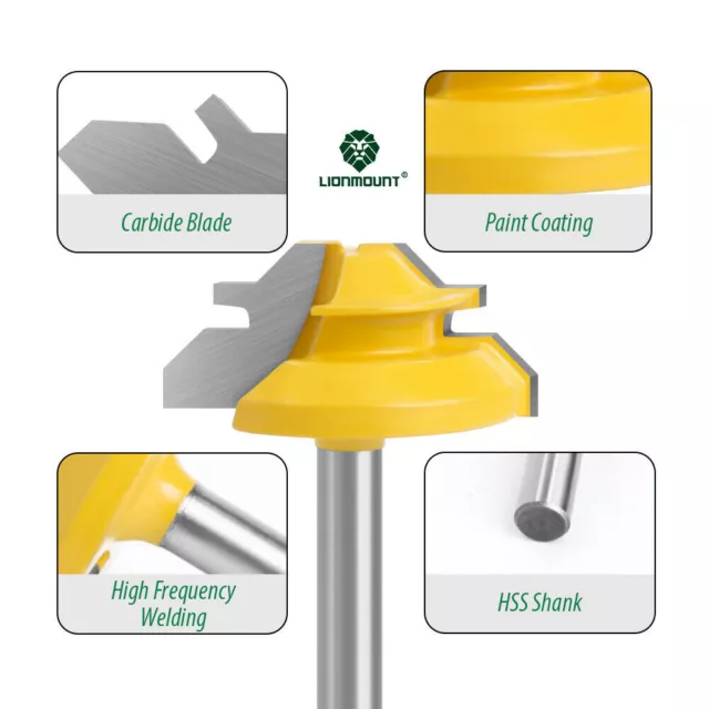 Lock Miter Router Bit 45 Degree 6mm 8mm 12mm 1/4 1/2 Shank Joint Glue 2