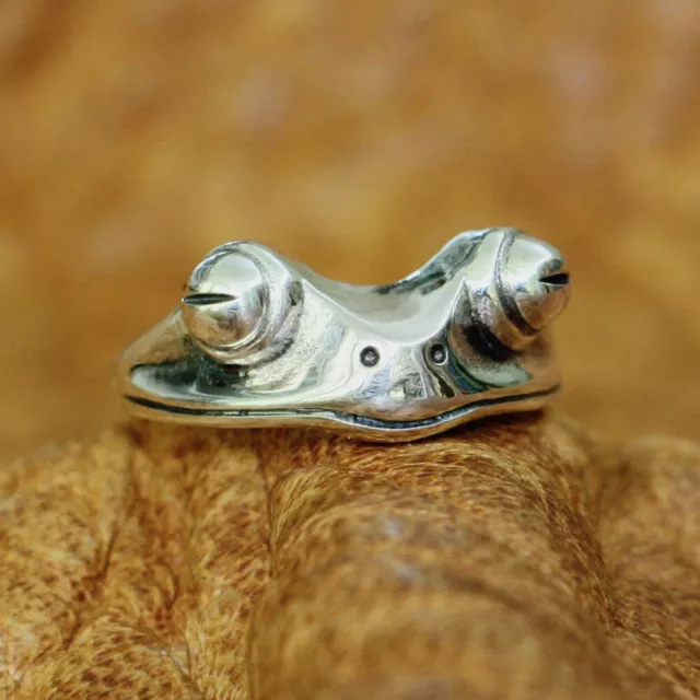 925 Sterling Silver Charms Frog Ring Lovely Details Toad Ring TA180A US 5~10