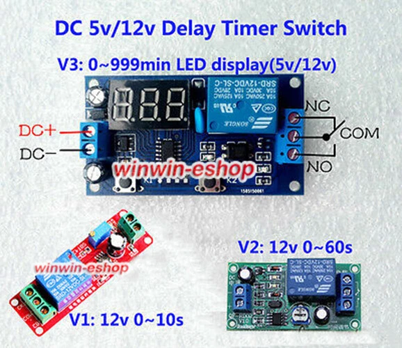 NE555 DELAY TIMER DC5V 12V Adjustable Time Relay Switch Relay Module ...