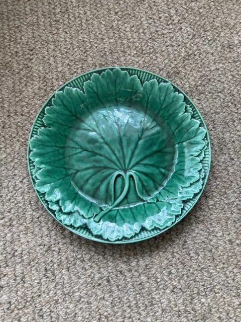 Vintage Wedgwood Majolica 1950s Green Leaf Cabbage Plate