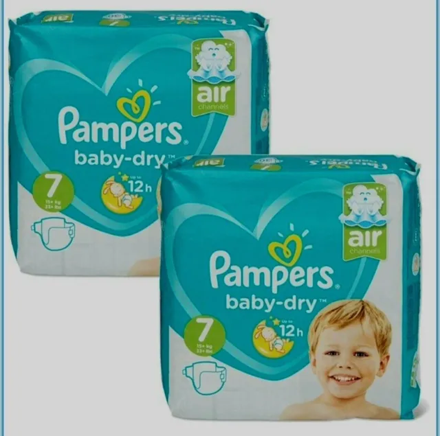 Pampers Baby Dry taille 7 -  lot de 2 Pack 30 Couches +15 kg