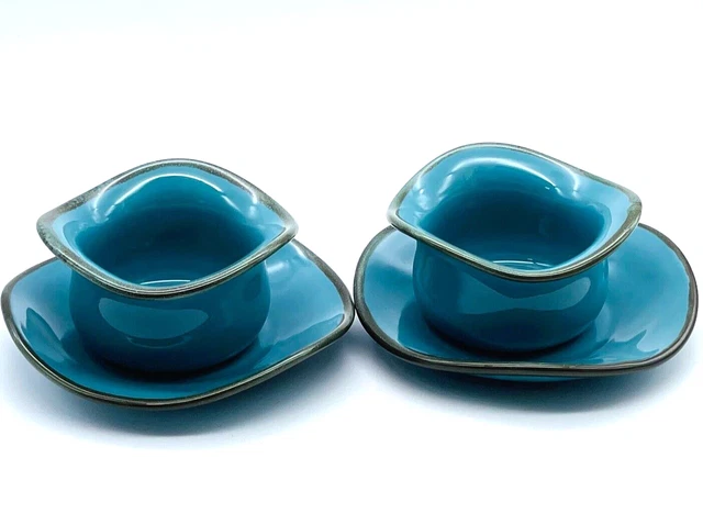 Southern Living at Home Tuscan Turquoise Bowls and Saucers Tidbit New Set of 2