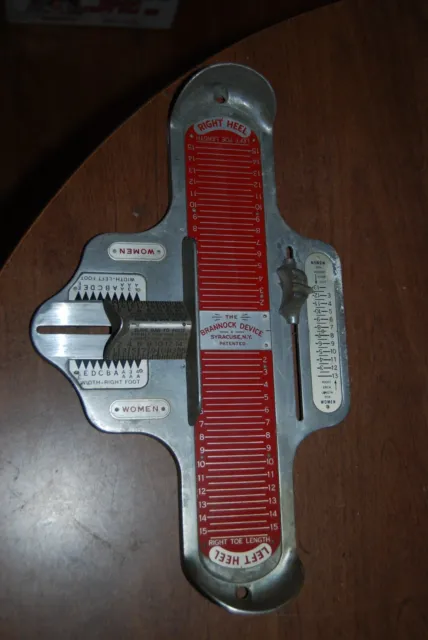 Vintage Brannock Device Syracuse NY foot measuring shoe fitting tool Red Women's