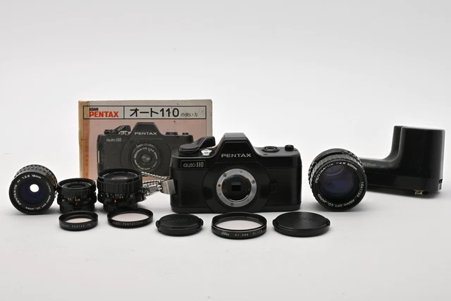 MINT W/WINDER] PENTAX Auto 110 Film Camera 18mm 24mm 50mm f/2.8