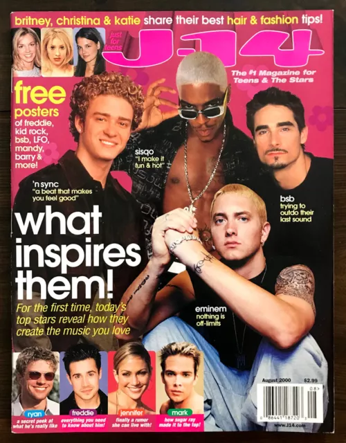 J-14 Magazine August 2000 Britney Spears 'N Sync Backstreet Boys Christina Sisqo