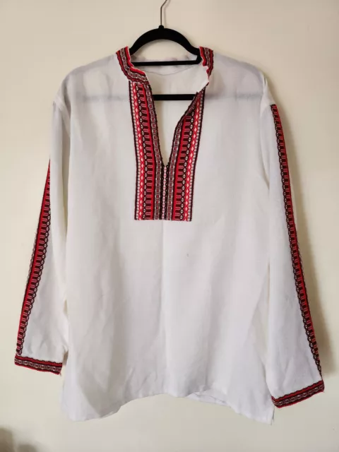 Vintage hand-embroidered ethnic dress folk costume Bulgarian art