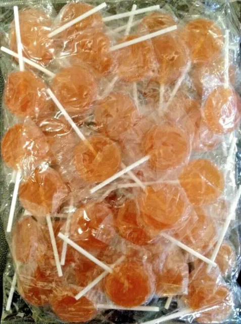 1kg FLAT LOLLIPOPS ORANGE SMALL CIRCLE POPS BULK LOLLIES CANDY BUFFET 125 PIECES