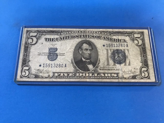 1934 C $5 Five Dollar Silver Certificate STAR NOTE....Lot #5b