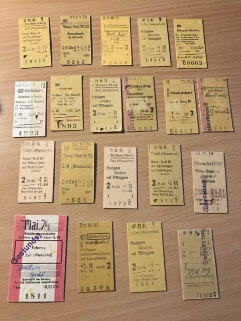 20x Bahntickets 70er/ 80er Jahre Schopfheim, Zell, Brombach, Lörrach, Freiburg