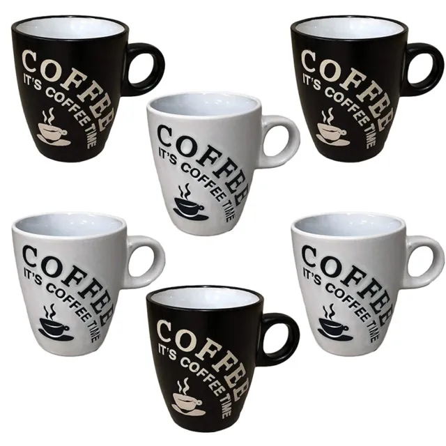6 Stück Kaffeebecher Coffee Tassen 150ml Schwarz & Weiß Kaffee Becher Tasse