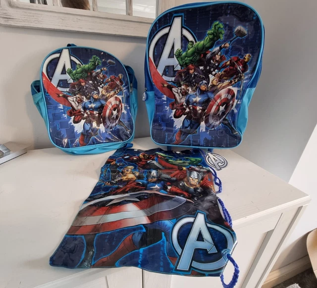 Pacchetto valigia per bambini Marvel Avengers, borsa e borsa da nuoto in perfette condizioni