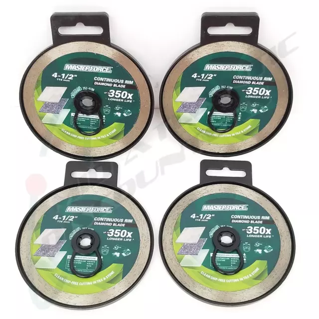 4 Masterforce 4-1/2" Continuous Rim Diamond Blade for Granite & Tile MF-CT45PR10