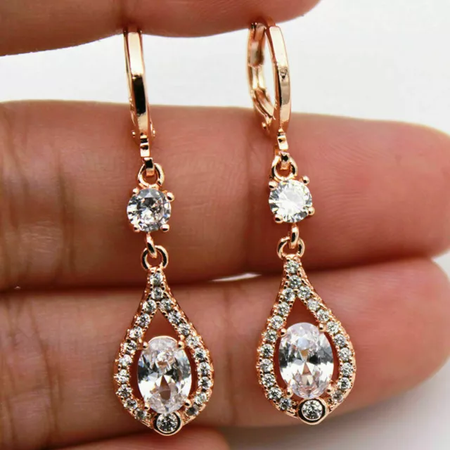 2.20Ct Oval Cut VVS1/D Diamond Drop-Dangle Earrings 14K Rose Gold Finish