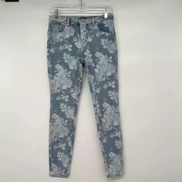 NWT Blank NYC The Bond Floral Discharge Jean Women's Sze 26 Blue Mid Rise Skinny