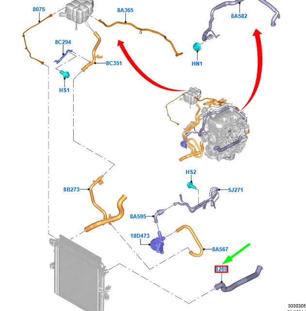 FORD RANGER T6 MK1 Radiator Cooling System Hose 2509760 NEW GENUINE ...