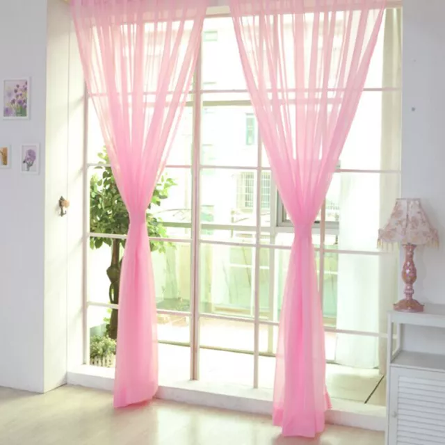 2X Home Floral Tulle Voile Door Window Curtain Drape Panel Sheer Scarf Valances