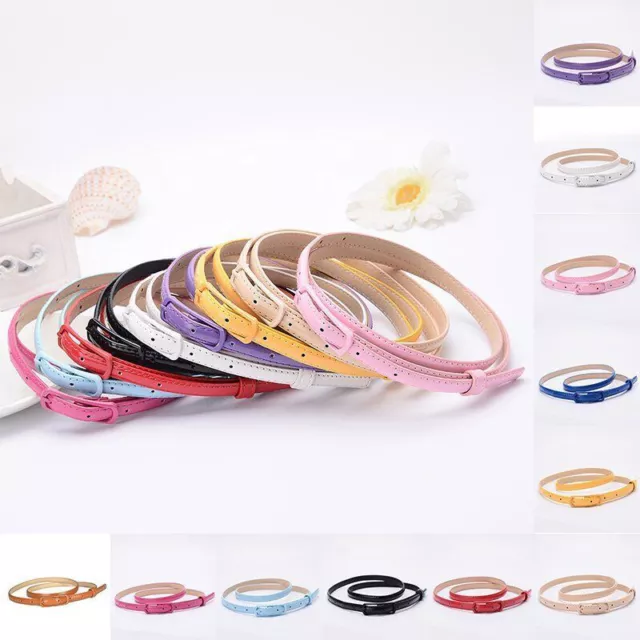 Ladies PU Leather Slim Fashion Waist Belt Dress Access Thin Shiny Skinny Women