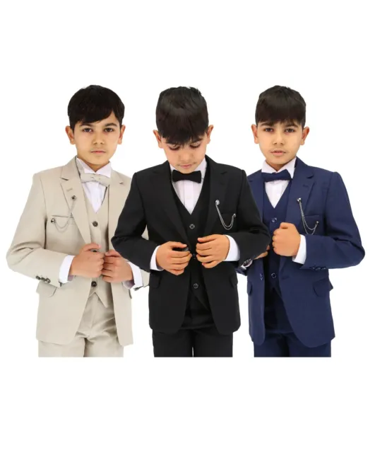 SIRRI Boys 6PC Formal Pageboy, Wedding, Communion Suit, Slim Fit Set Ages 1-16