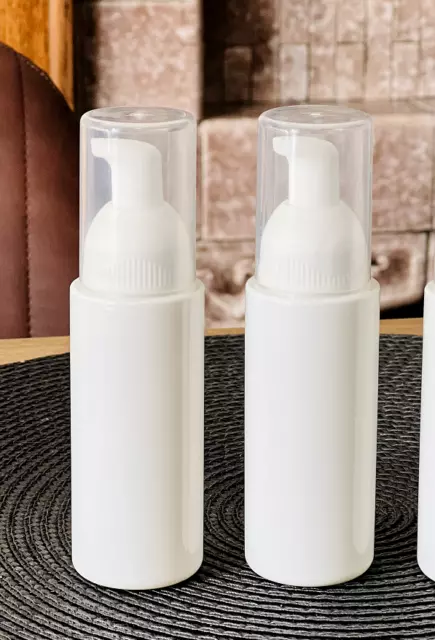 2x Foam Pump Bottles Plastic Portable Cleanser Foaming Bottle 100ML White