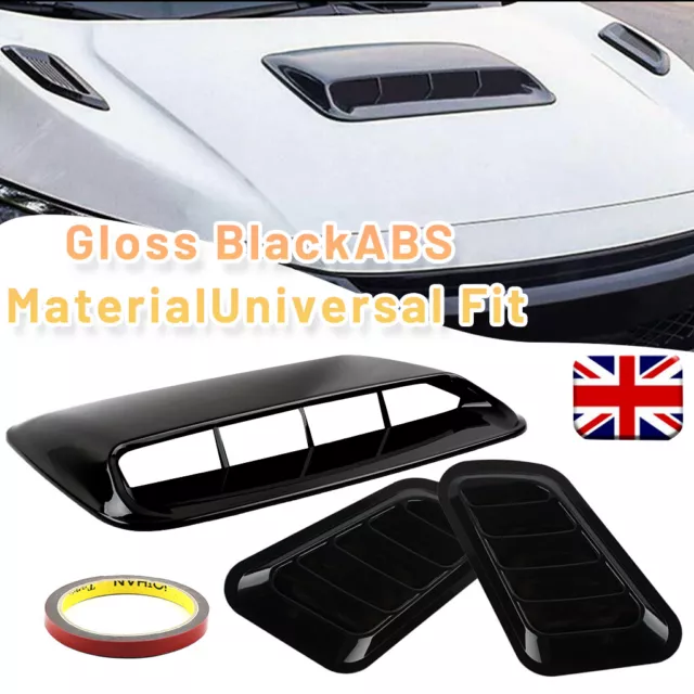 Glossy Black Car Air Outlet Flow Intake Scoop Hood Bonnet Vent Decor Covers 3pcs