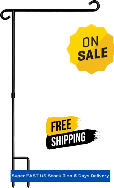 HOOSUN Garden Flag Stand Holder Pole Easy to Install Strong Sturdy Wrought Iron