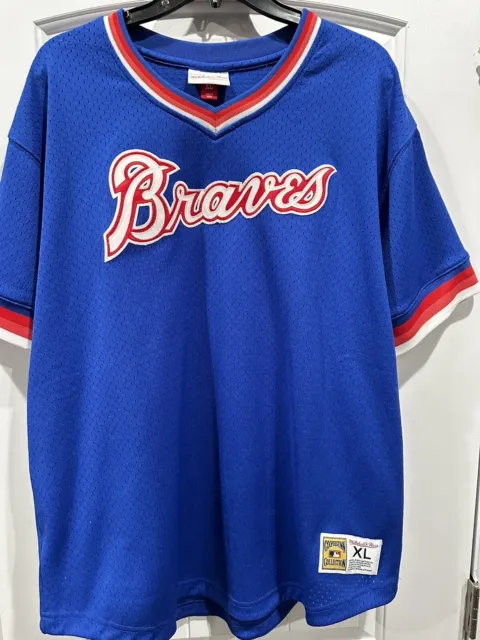 COOPERSTOWN MITCHELL & Ness Atlanta Braves Jersey Size XL Pullover Mesh  $30.00 - PicClick