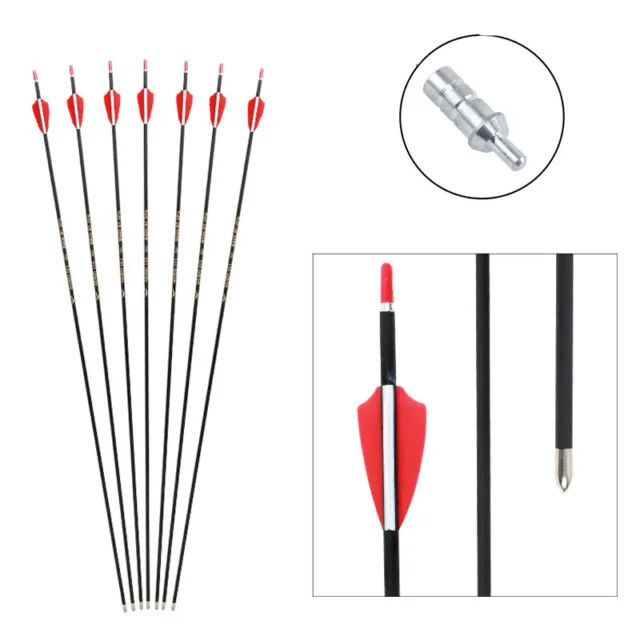 12pcs 33" Archery Pure Carbon Arrows ID4.2 for Compound Recurve Bow Hunting