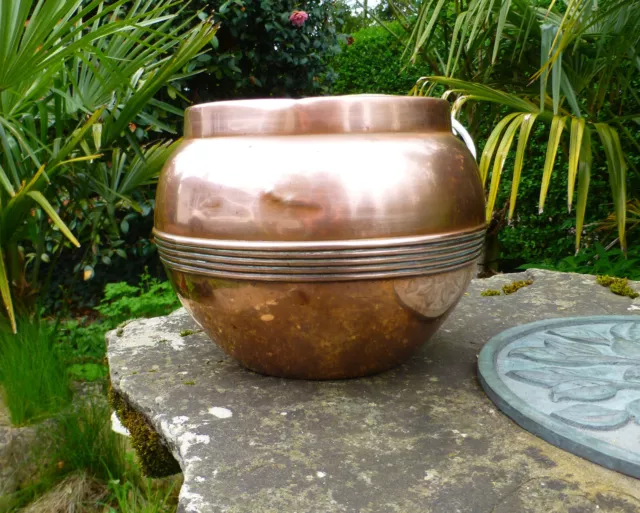 Antique Copper Henry Loveridge Art Nouveau Jardiniere Plant Pot Holder