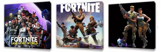 Fortnite Kids canvas wall art plaque pictures set of three pack 1