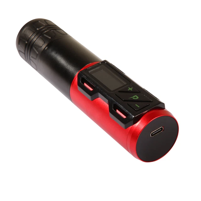 Pluma de tatuaje giratoria inalámbrica para agujas de cartucho motor sin núcleo carga USB roja