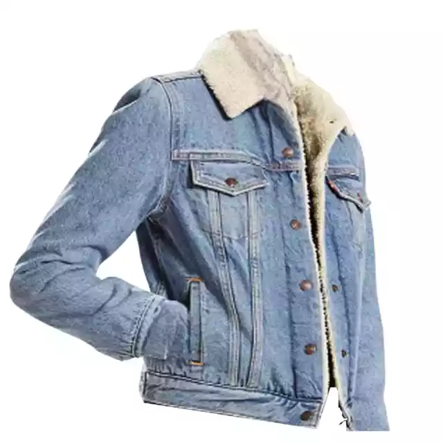 Womens Levi's Small Medium Wash Original Denim Sherpa Trucker Jacket