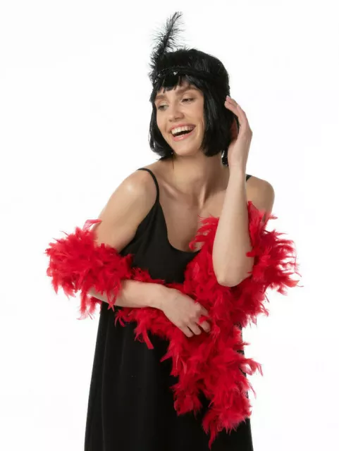 Red Feather Boa 1920s Gatsby Fancy Dress Accessory 20s Costume Hen Flapper